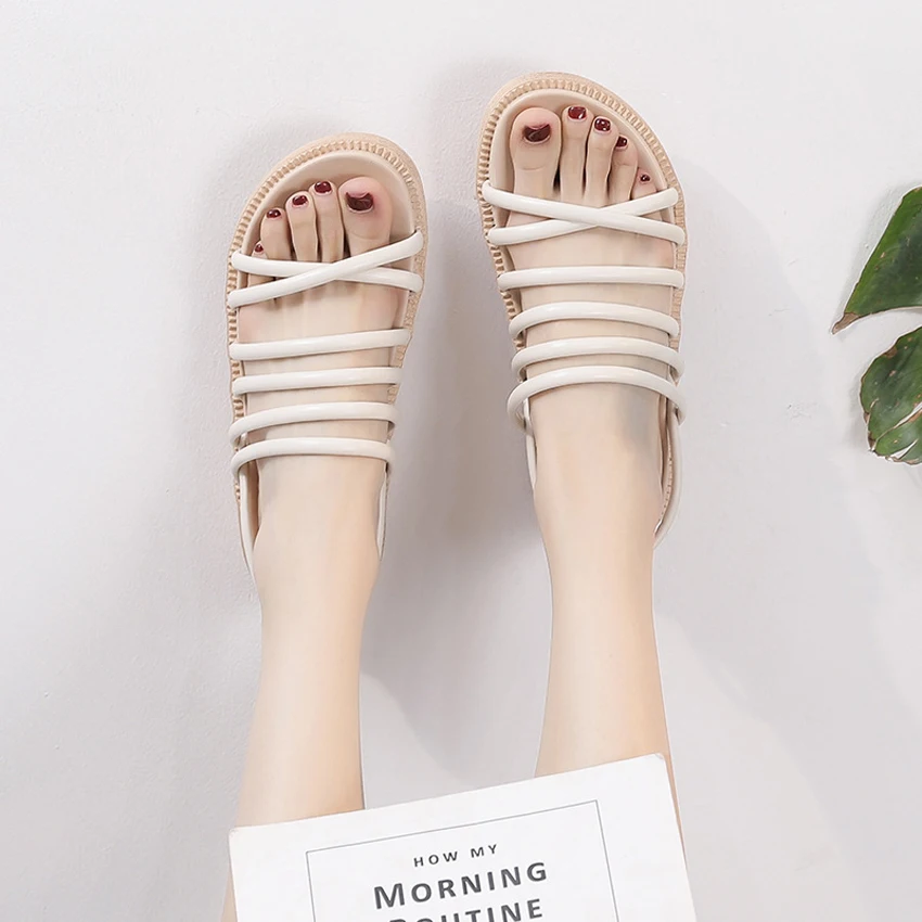 

2019 Gladiator Women Sandals Platform Flat Sandals White/Black/Pink Spring/Summer Female Shoes Casual Lady Shoes Woman Footwear