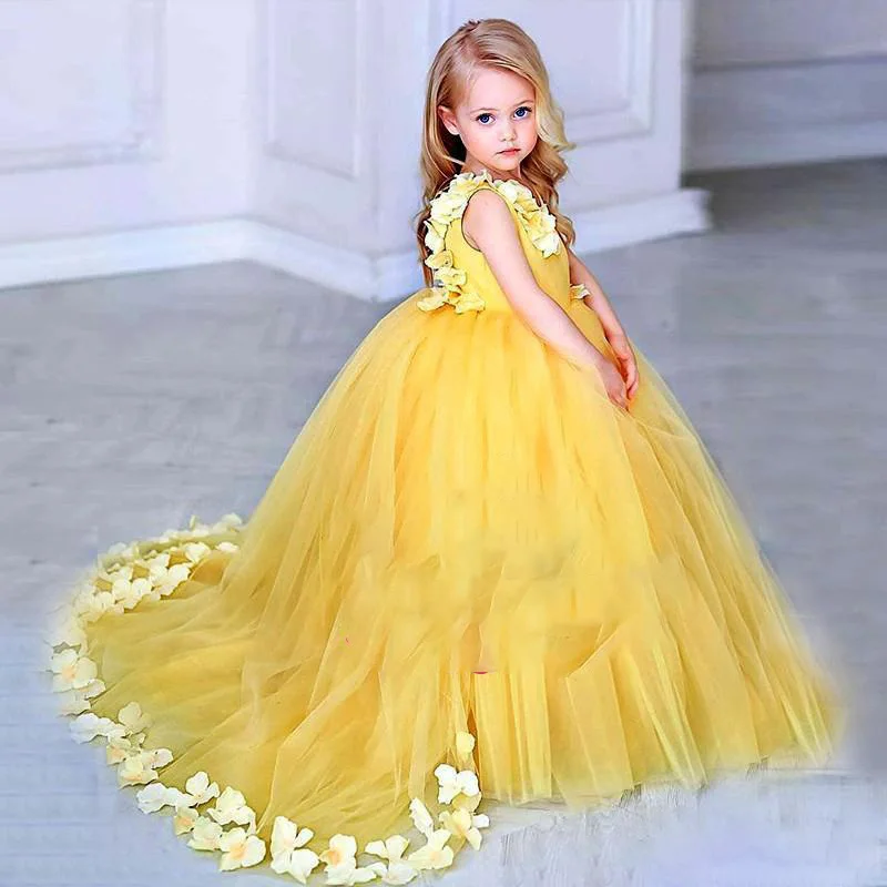 Long Sleeves Red Flower Girls Dresses Lace Tulle Pageant Children | Свадьбы и торжества