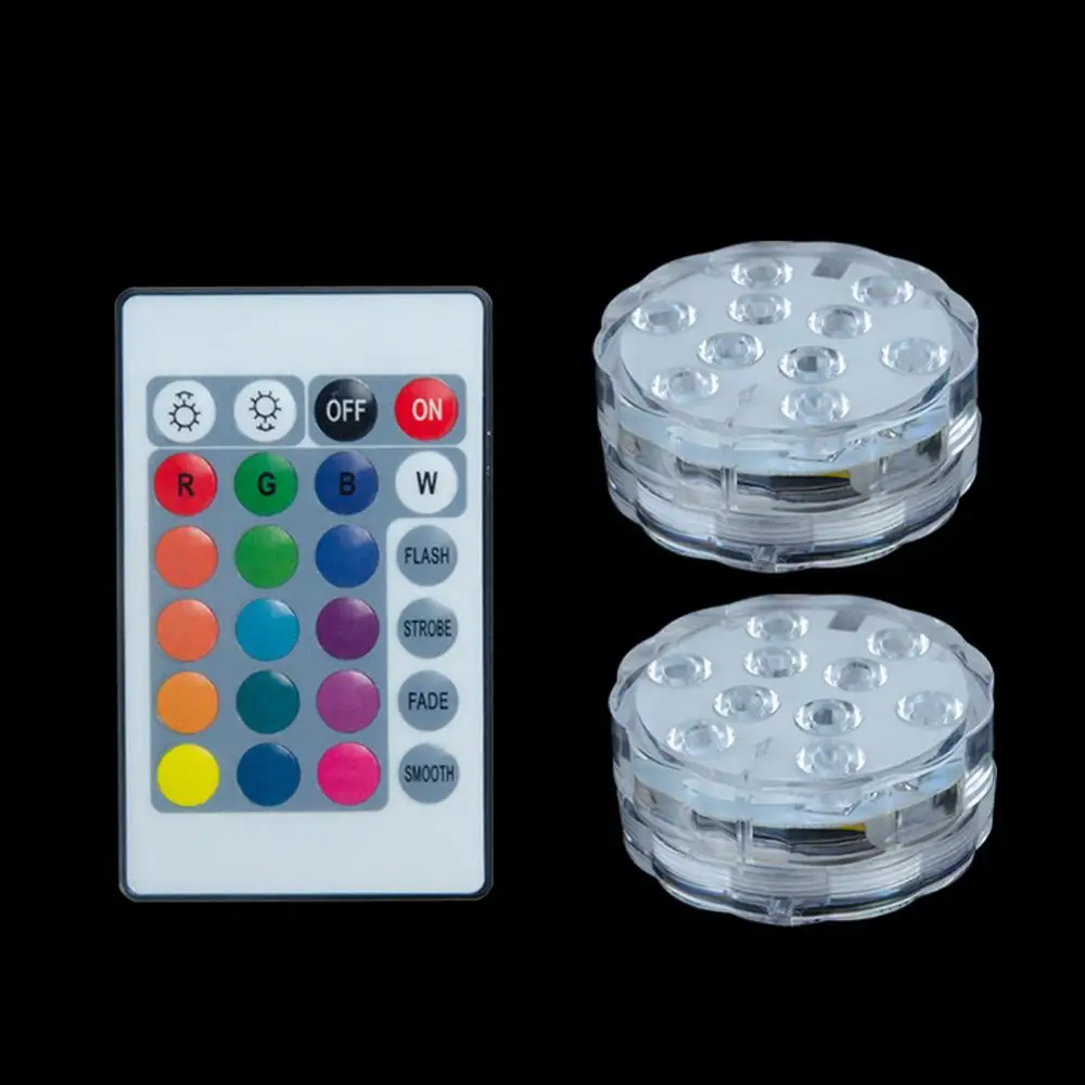 2 lamp 1 controller Погружной светодиодный светильник s RGB многоцветный Водонепроницаемый 10 светодиодный s лампы светильник пульт дистанционного управления для сада ВАЗА БАЗА Хэллоуин Праздник светильник ing Декор - Испускаемый цвет: 2 lamp 1 controller