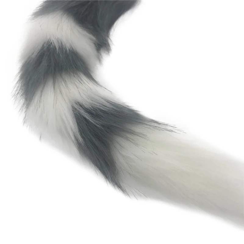 Анальная пробка SML металлическая вставка мягкая анальная с лисьим хвостом