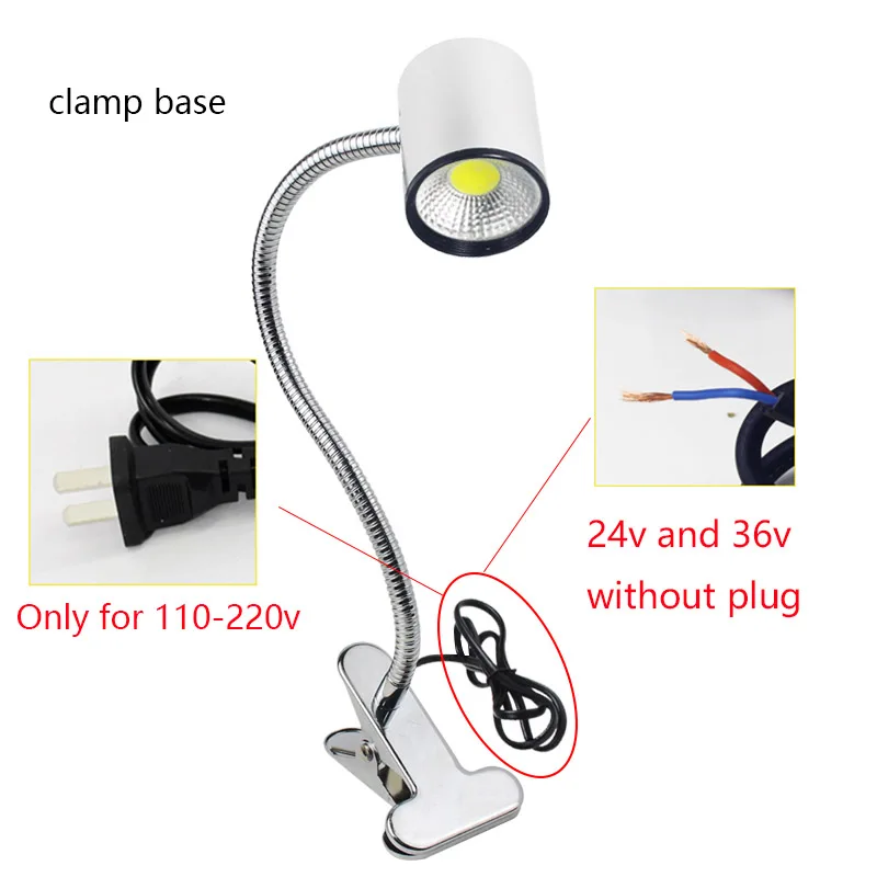 5W Clamp base Светодиодный светильник для станка с магнитными шланговыми лампами 24 в 36 В 220 В токарный станок с ЧПУ для гаража фрезерный станок Пробивной станок промышленный светильник ing - Цвет: 5W Clamp base