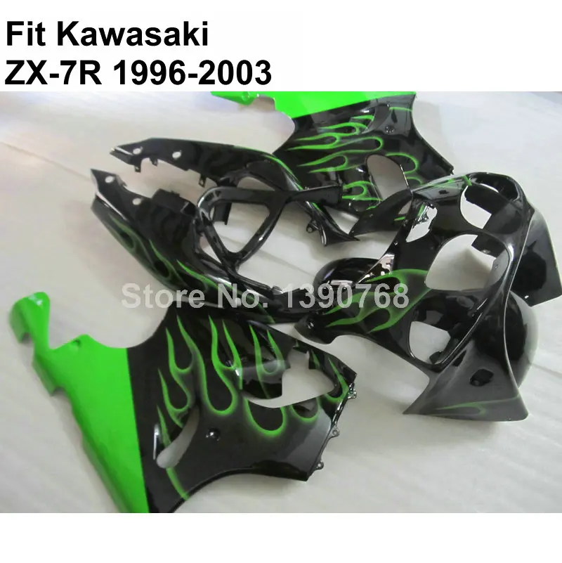 Бесплатная Настройка обтекателей для Kawasaki ninja ZX7R 1996-2002 2003 Черный Зеленый