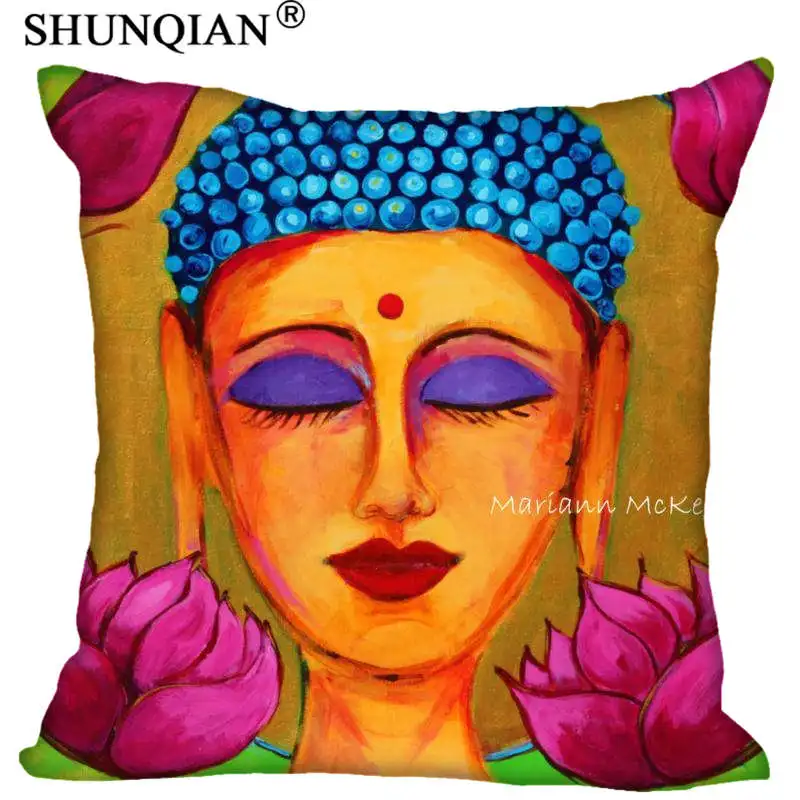 

Custom Square Pillowcase Buddha soft Pillow Cover Zippered More Size Two Sides DIY Pillowcase