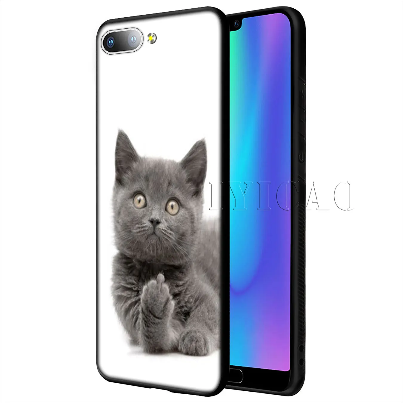 IYICAO British Shorthair cat Top Design Soft Case for Huawei Y9 Y7 Y6 Prime 2019 Honor 20 8C 8X 8 9 9X 10 Lite 7C 7X 7A Pro |