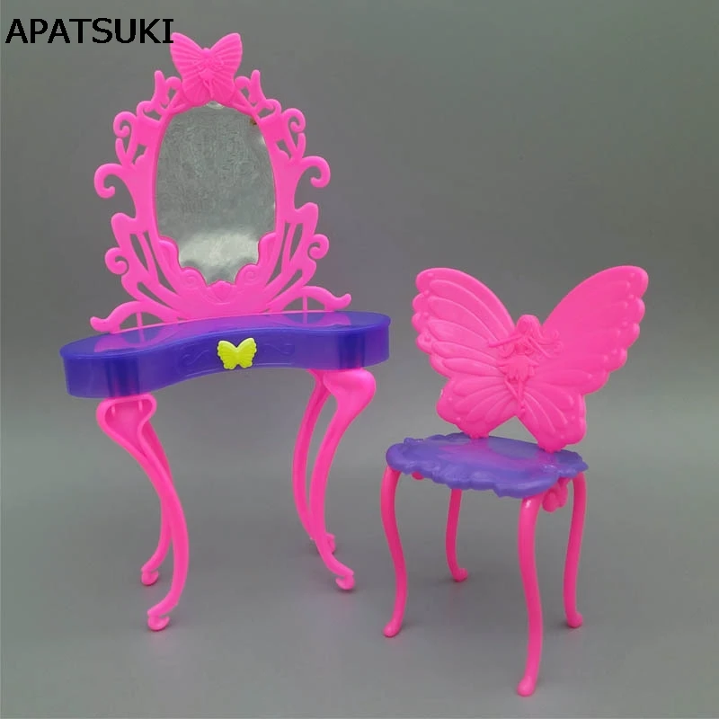 1:6 туалетный столик с бабочками косметический стол стул мебель для спальни куклы