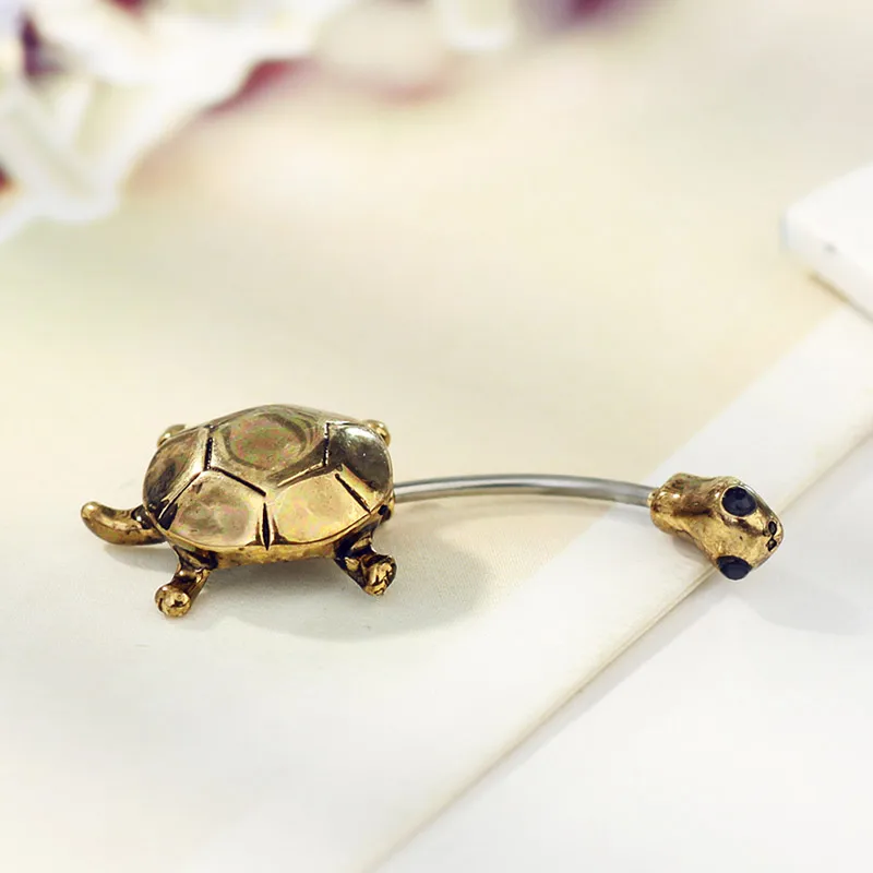 Neoglory светильник-желтое золото цвет черепаха Стразы пирсинг пупка Кольца для