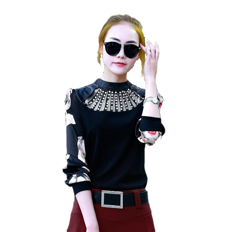 Летняя модная кожаная блузка рубашка Женская Весенняя повседневная женская с