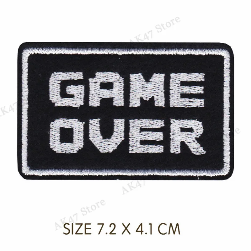 GAME OVER Ретро игра подарки дети аппликация Призрак Бу Марио игра пуля Билл мощность вверх гриб принцесса ремесло пришить железную пластырь - Цвет: GAME OVER