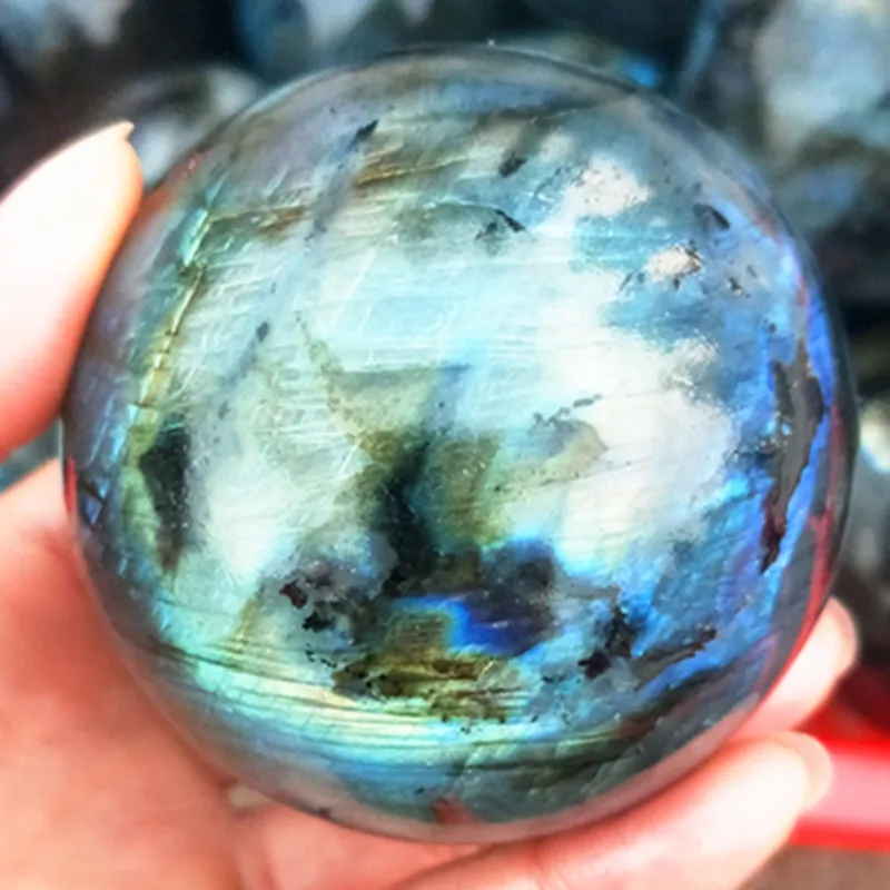 

2.2lb NATURAL Labradorite quartz crystal sphere ball healing Natural gems and minerals for Christmas decorations