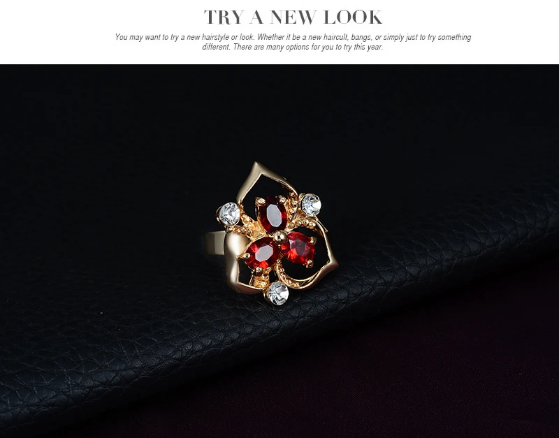 Большой цветок Ювелирные наборы Золото Цвет кристалл красный для свадьбы Для