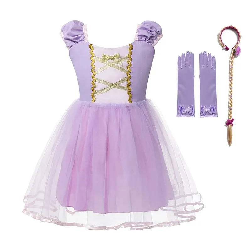 Dress C Set MUABABY платье принцессы Русалочки для девочек; детское нарядное платье Рапунцель Белоснежки с открытой спиной; Детский Костюм Золушки на день рождения - Цвет: Dress C Set