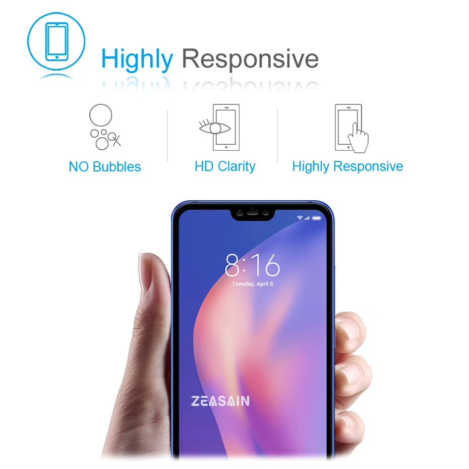 2 шт. в упаковке, Оригинальная защитная пленка ZEASAIN для Xiaomi mi 8 Lite mi 8 Lite, ультратонкое защитное стекло 9H