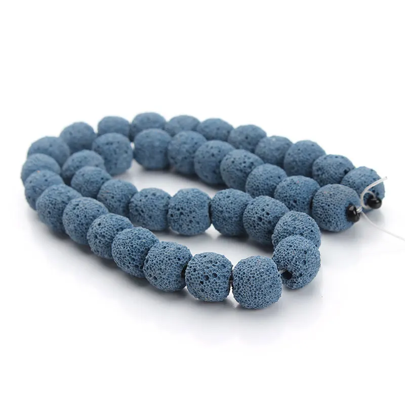 10-16mm Natural Round Matte Blue Lava Rock Stone Beads For Jewelry Making Bracelets 15'' Needlework DIY Trinket | Украшения и
