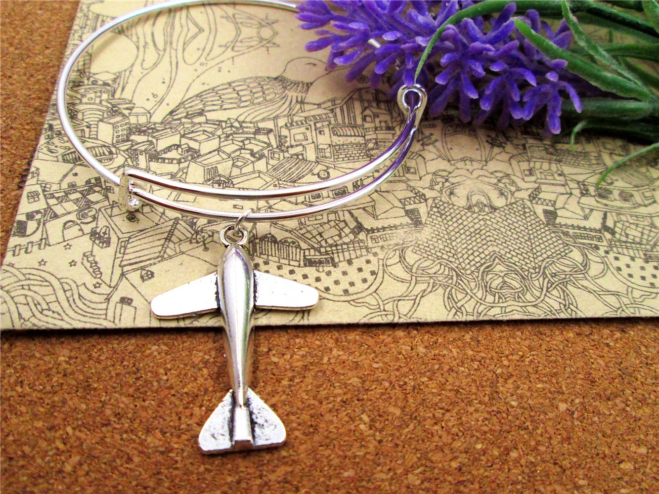 3 шт./лот горячая Распродажа 65 мм браслеты с 25*34 античное серебро мини 3D самолёт