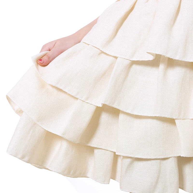 2017 New Girls Dress Ivory Linen Ruffle Dresses Summer Spring Clothes Party Wedding | Детская одежда и обувь