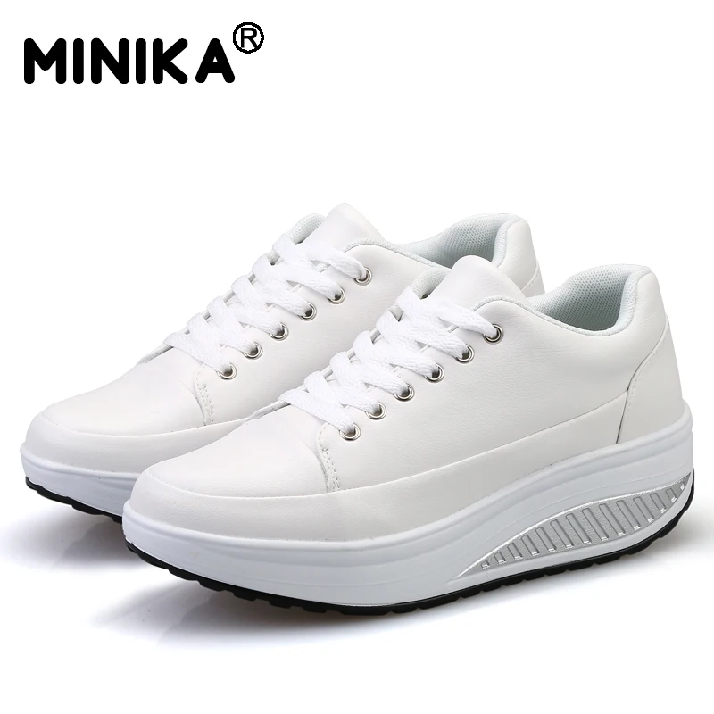 Minika Tenis Feminino женская повседневная обувь кожаная на танкетке платформе дышащая