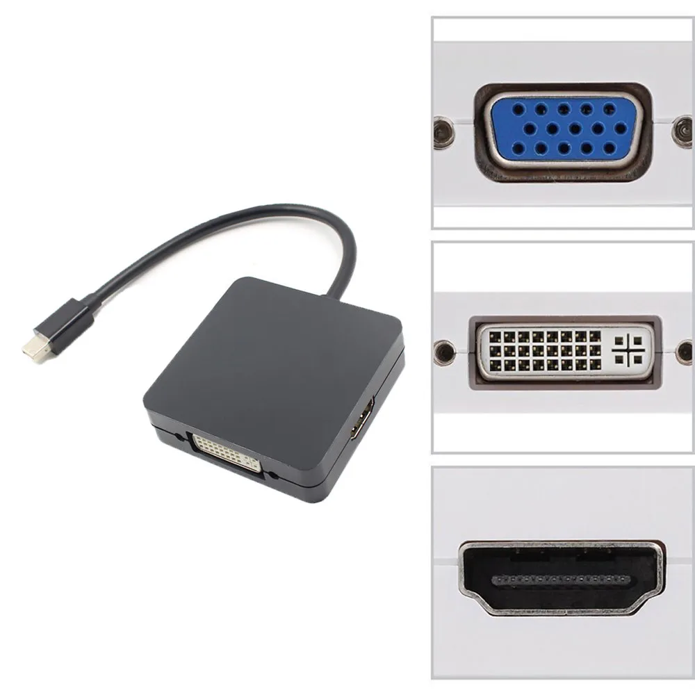 3 в 1 мини дисплей DP Thunderbolt к DVI адаптер VGA HDMI кабель для MacBook насос Белый Черный 5 14| |
