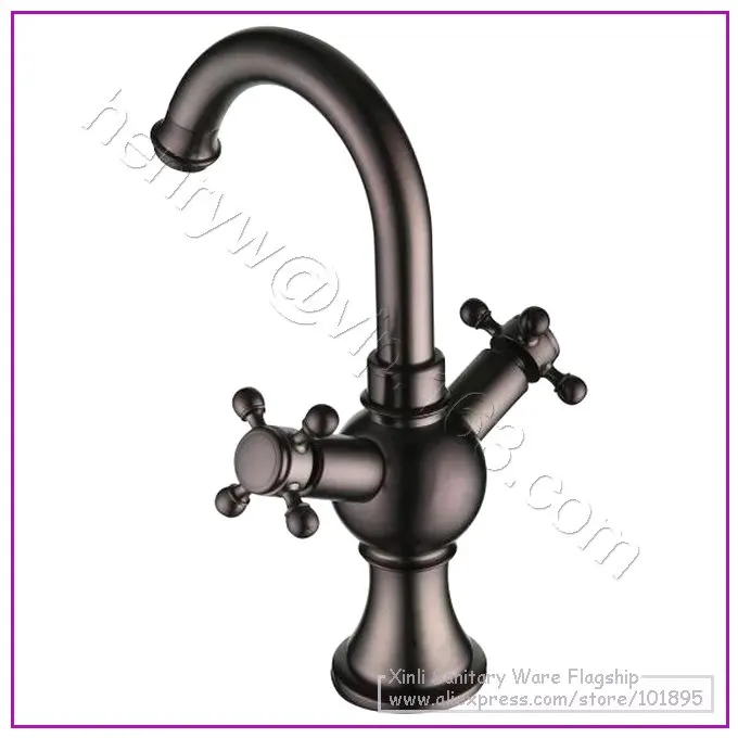 

L16636 - Luxury Deck Mounted Bronze Color Brass Double Handle Vanity Faucet