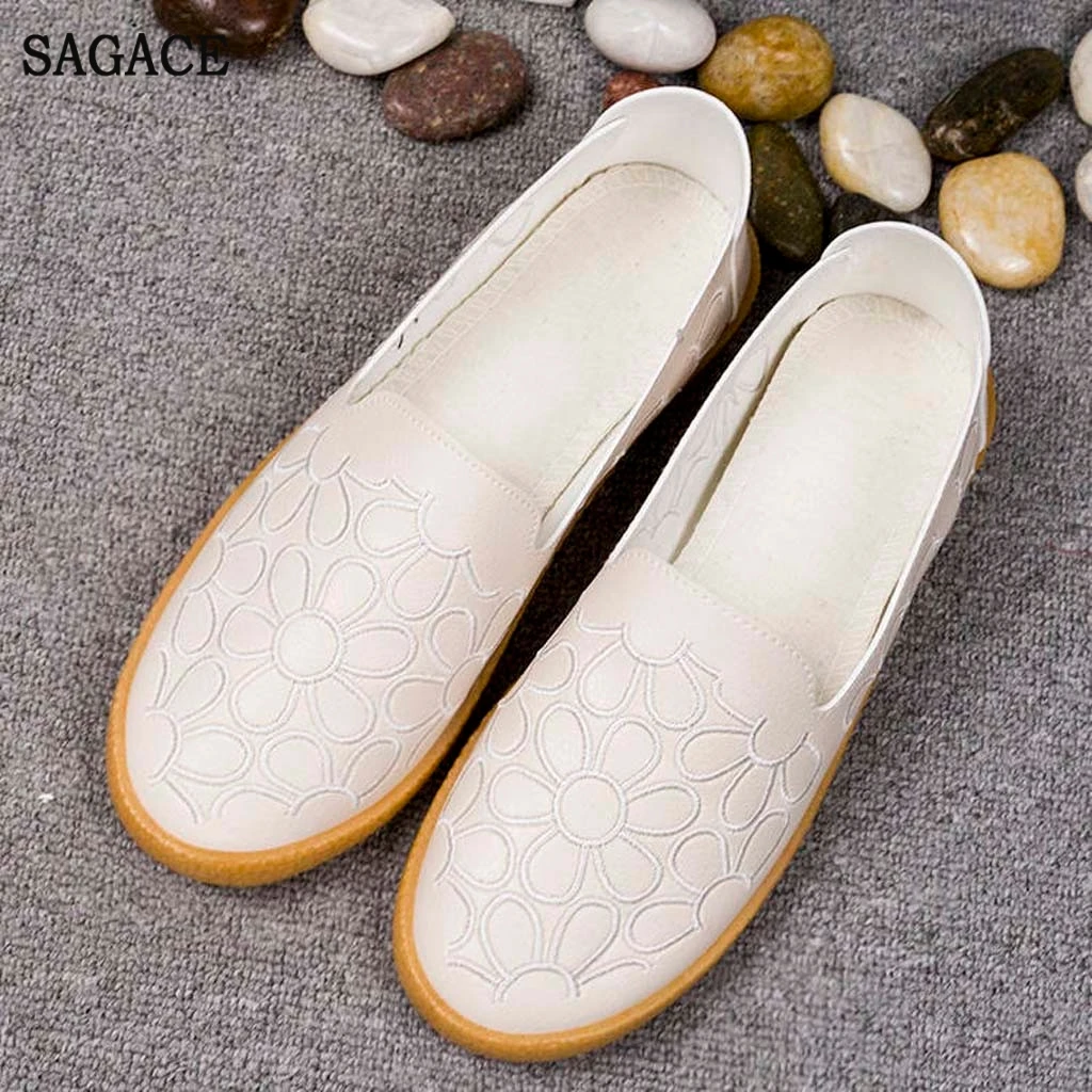 SAGACE Женские Ретро винтажные вышитые Лоферы обувь на плоской подошве Весна Осень