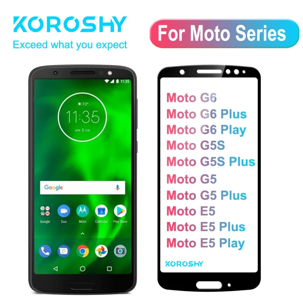 100% koroshy закалка твердости 9 H Стекло для Motorola Moto G5 G5S E5 G6 плюс играть полное покрытие