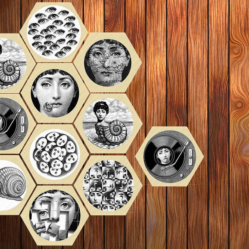 Креативные европейские ПВХ наклейки для напольной плитки fornasetti дизайн шестигранные самоклеящиеся водонепроницаемые наклейки на стену для ванной/кухни плитка