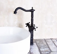 double handles black color oil rubbed bronze swivel spout kitchen bar sink bathroom basin faucet hot cold mixer tap anf147