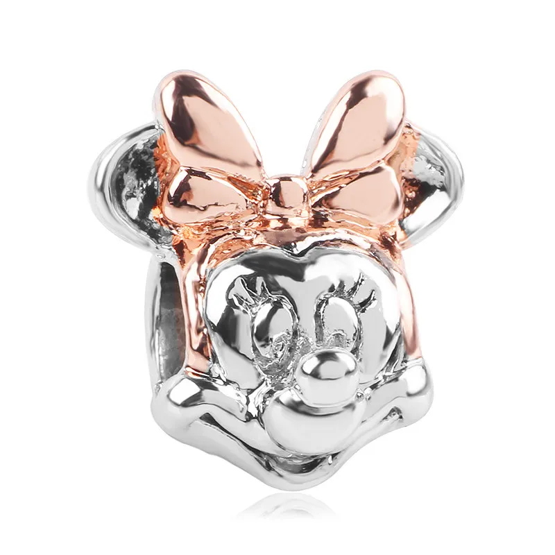 Two-tone minnie Дропшиппинг Подвески бусины Микки Минни мультфильм хрустальные бусины подходят к оригиналу Пандора талисманы Браслеты DIY женские ювелирные изделия - Цвет: Two-tone minnie