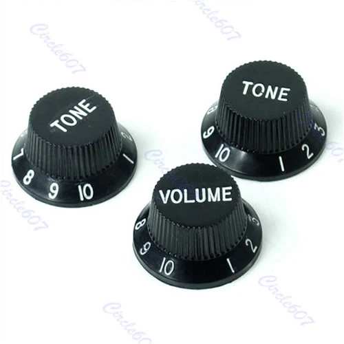 

Hot Sell 10sets/lot Black Guitars Strat Knob 1-Volume 2-Tone Control Knobs