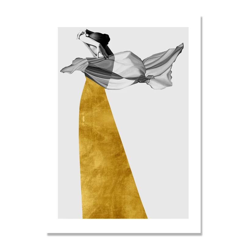 Nordic Style Abstract Gold Yellow Poster Wall Picture Print Art Canvas Painting Modern Home Cuadros Decoration Salon Unframed | Дом и сад
