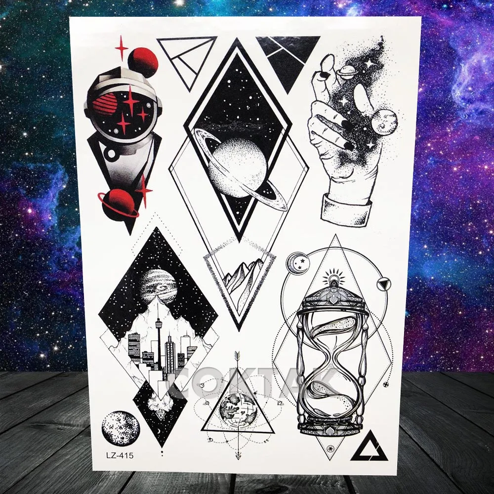 Поддельные водонепроницаемые геометрические татуировки для женщин временная