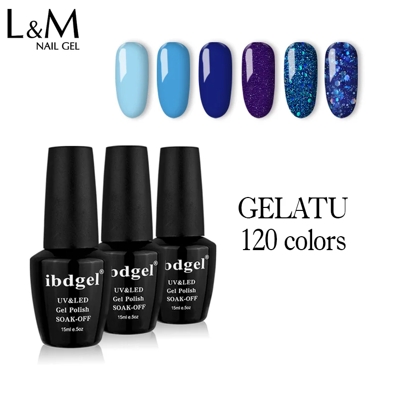 

300 pcs/lot ibdgel Brand Gelatu colour Series Pure Color UV/led lamp Nail Gel Polish Nail Art Design Manicure Soak Off Vernis