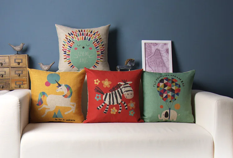 Милые хлопковые подушки с изображением животных зебры слона панды белье для