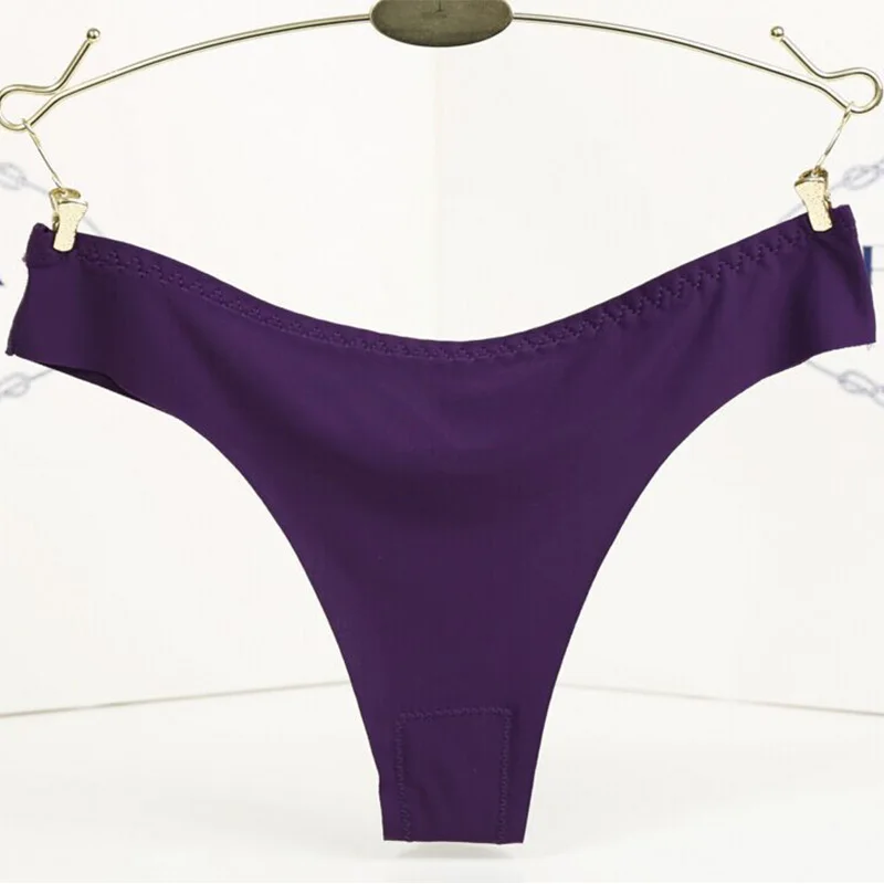 Purple Luckymily бесшовные сексуальные женские стринги с низкой талией, женские трусики, нижнее белье, женское нижнее белье, Т-образные трусы с низкой талией, Танга - Цвет: Purple