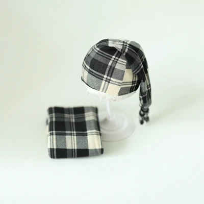 1hat 1wrap Новорожденные фотографии реквизит детские клетчатые палантины шапки и подушки милый мягкий набор Fotografia аксессуары Студия съемки реквизит для фотографий - Цвет: 1hat 1wrap