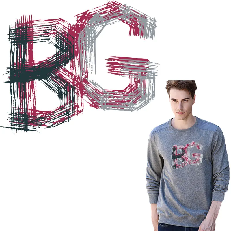 

sketch letter iron patches for clothes stickers transfert thermocollants T-shirt hoodies diy patch vetement parches para la ropa