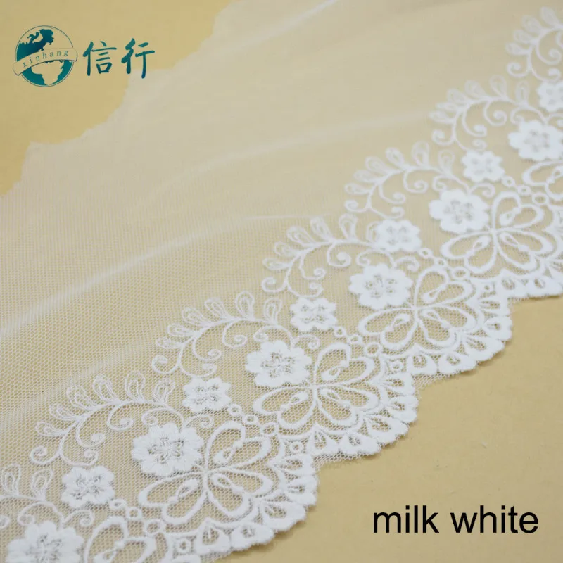 Milk White 12 см Ширина хлопок embroid кружева швейная лента гипюр планки или ткань основа Вязание DIY аксессуары для одежды#3581 - Цвет: Milk White