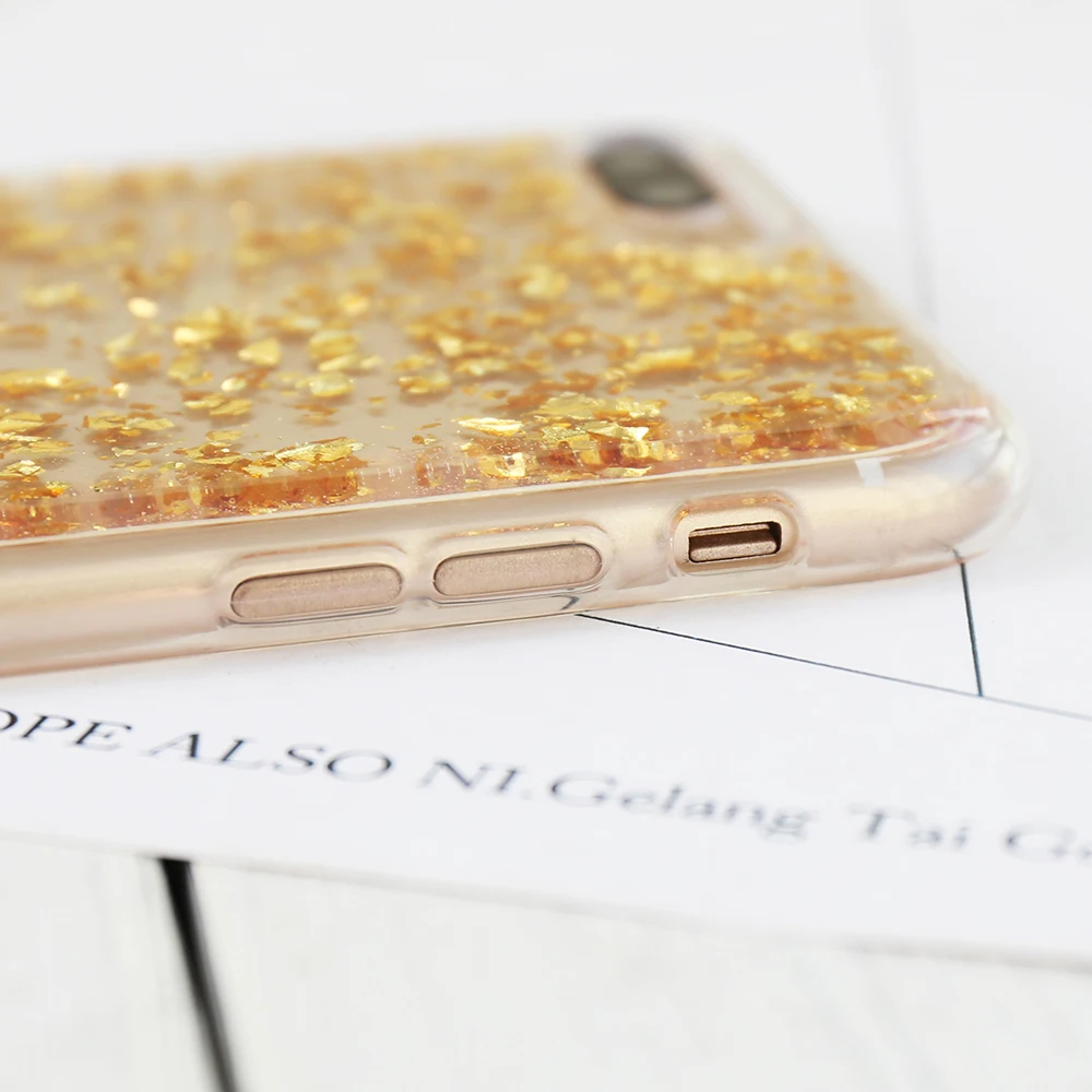 Чехол KISSCASE Bling Paillette для iPhone X 7 8 6 6S Plus 5 5S SE с золотыми блестками Мягкий чехол из ТПУ