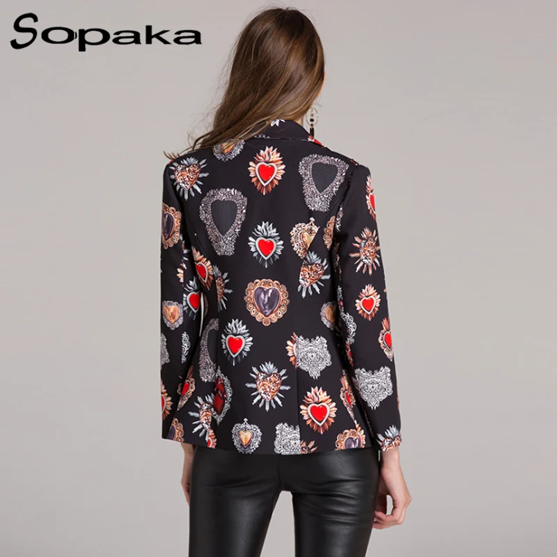 Женский блейзер с цветочным принтом повседневная приталенная куртка черного