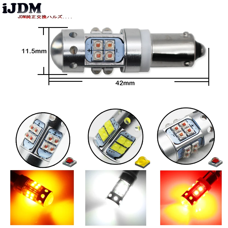 (2) Ксеноновые белые 16 SMD лампы BAX9S H6W H21W T4W 150 degress светодиодный сменный фонарь для