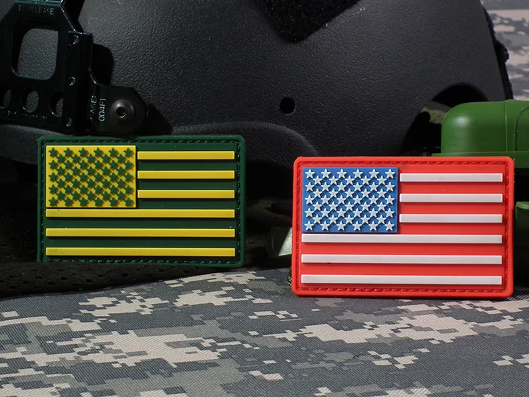 Бейдж из пвх с американским флагом 3D тактический бейдж крючком и петлей