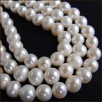 wholesale aa 6 5 7 5mm near round genuine white freshwater pearl loose beads strand 15 free shipping