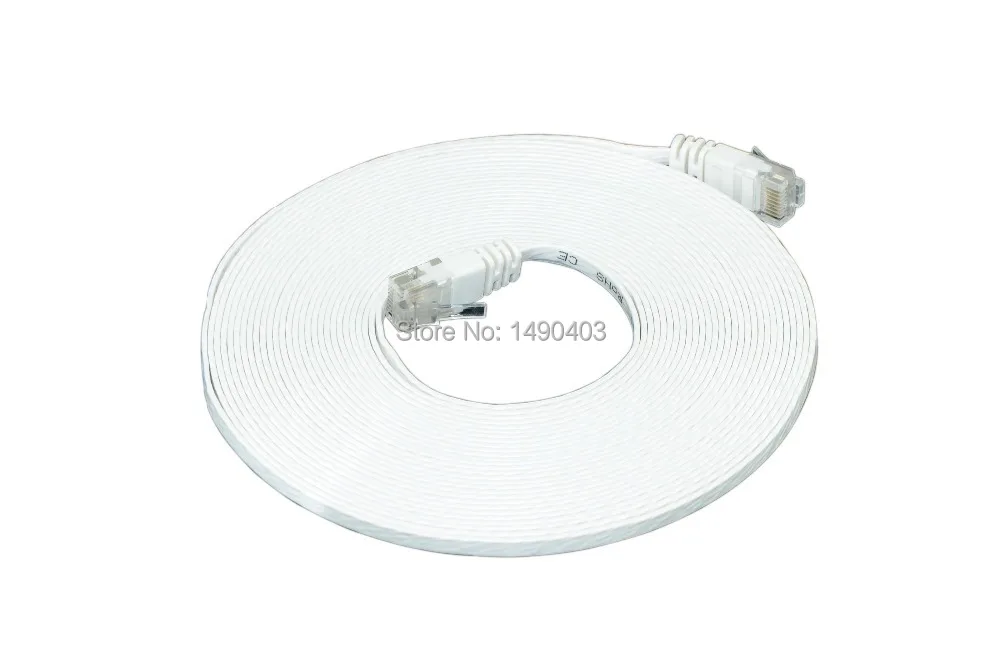

High Speed Cable Cat6 RJ45 5m White Ultra-Thin Flat Patch Network Internet Cat.6 UTP /Lower shipping for more pieces !