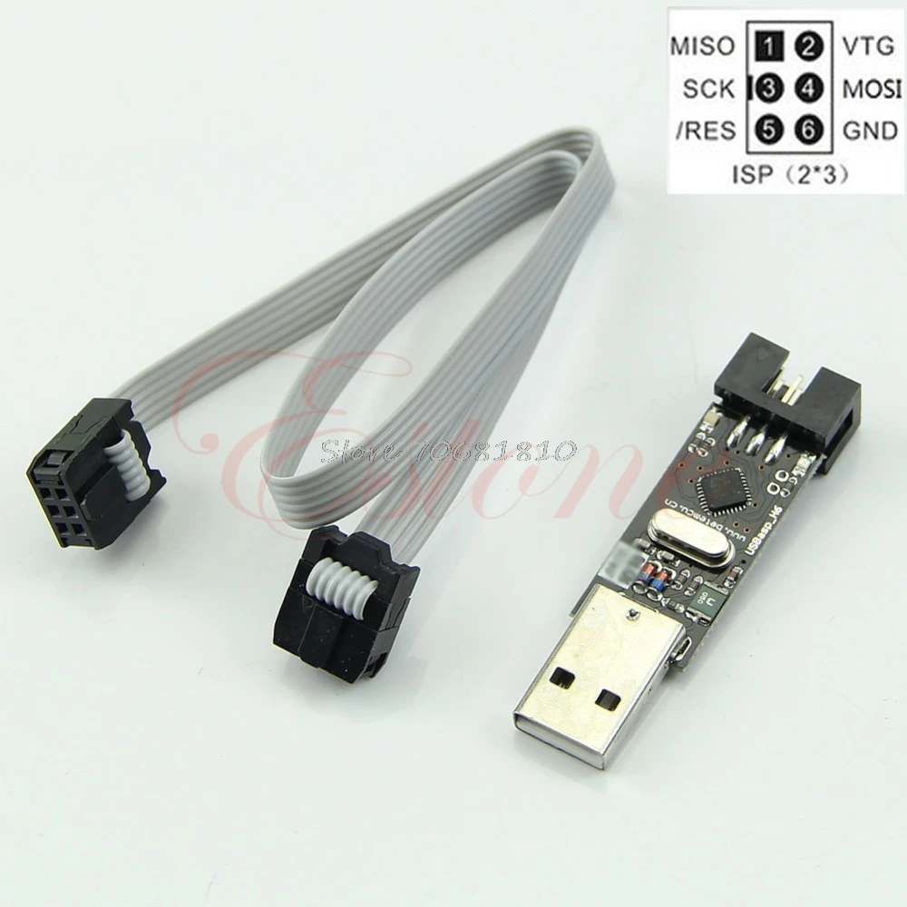 USB ISP 5 в USBasp AVR программатор ATMEGA8 ATMEGA128 + 6 контактный провод поддержка Win7 Прямая