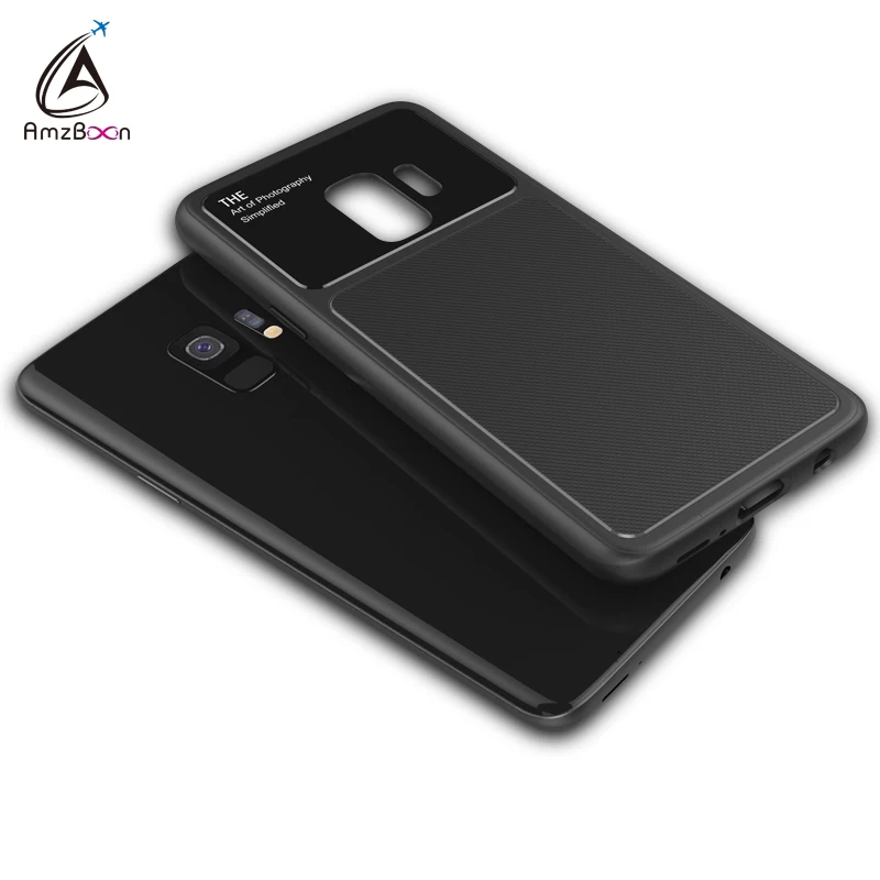 Amzboon Luxury TPU Back Glass Protector Cover Case For Samsung Galaxy S9 Plus Phone Anti-fingerprint Bag for Silicone Shell |