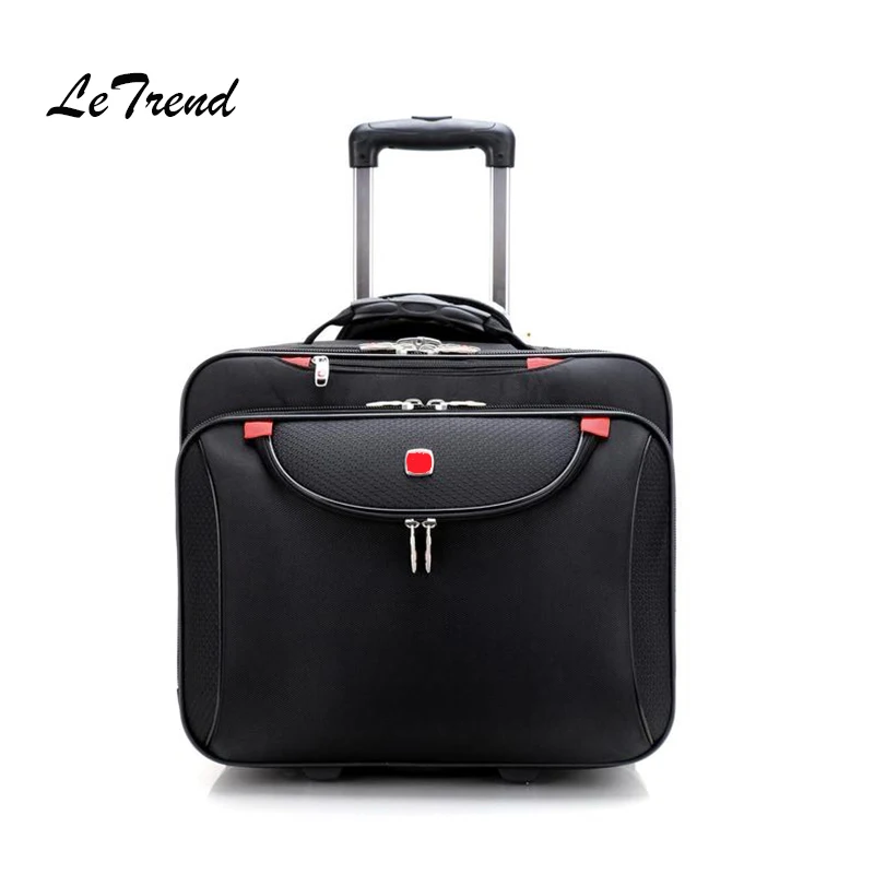 Letrend Business Oxford Rolling Luggage Casters 18 Inch Men Multifunction Carry On Wheels Suitcases Trolley Bag Travel Trunk on - Бизнес-чемодан на колесиках Letrend Oxford с литыми колесами для мужчин, 18 дюймов, многофункциональный, сумка-тележка для пе