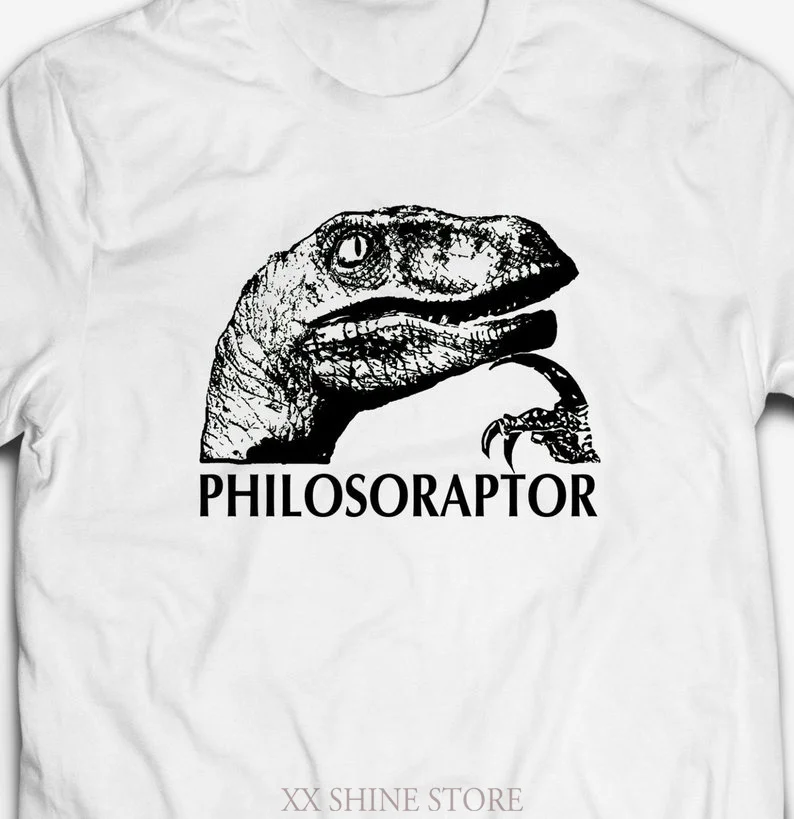 Забавная Мужская футболка philosoraptor с динозавром шуточным интернет мемом 100% хлопок