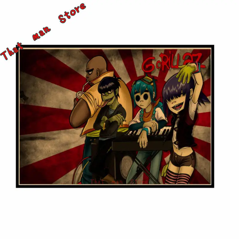 Gorillaz музыка рок Винтаж Плакат из крафт-бумаги DIY стикер стены Нежный домашний бар Декор подарок