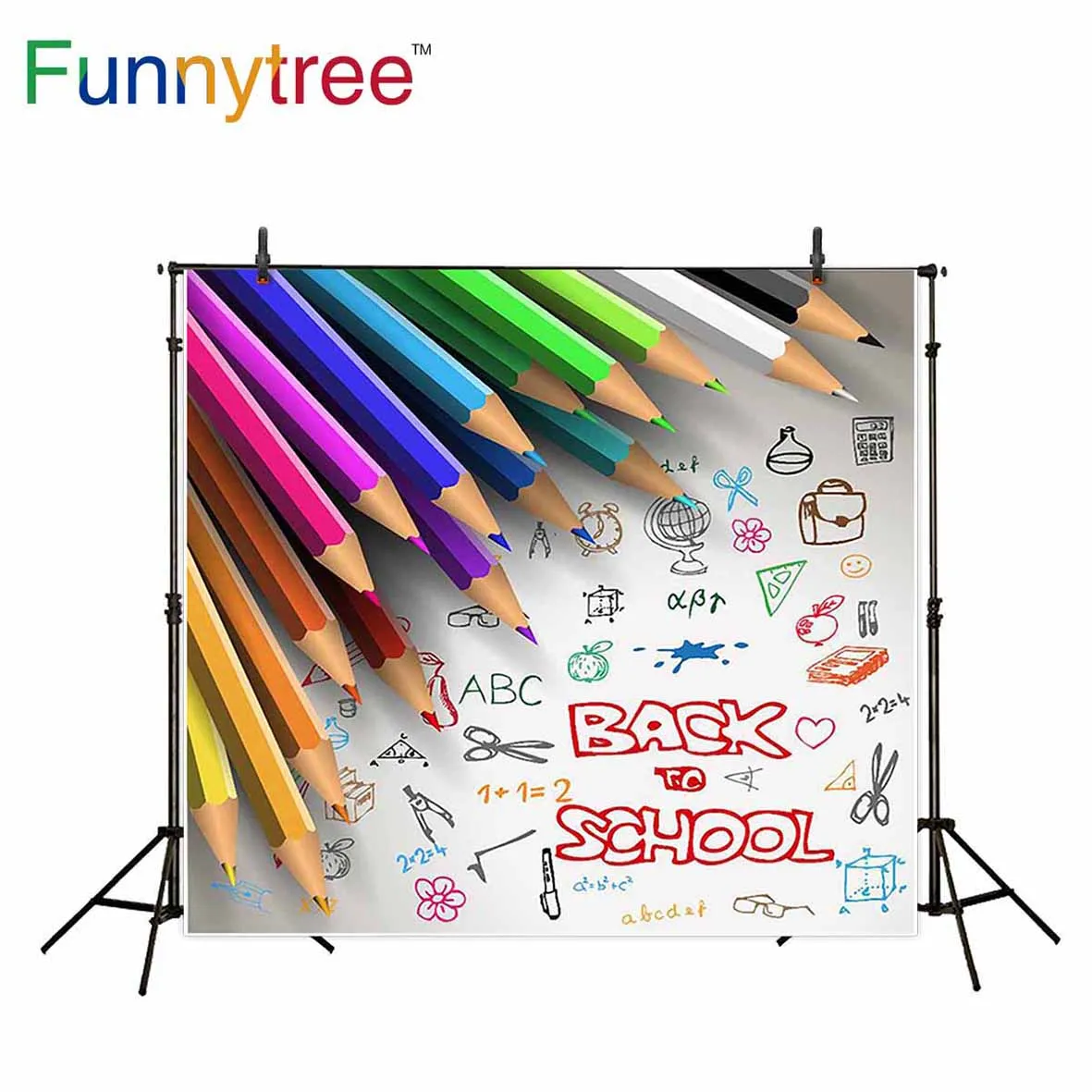 Фоны funnytree для фотостудии back to school student цветные карандаши рисования Фотофон