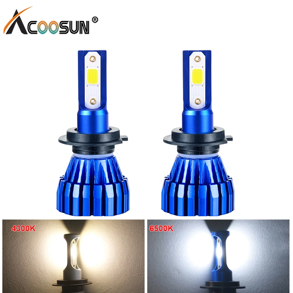 AcooSun H4 светодиодный H7 автомобилей головной светильник H1 H3 H11 HB3 9005 6000 К 50 Вт 5000LM все