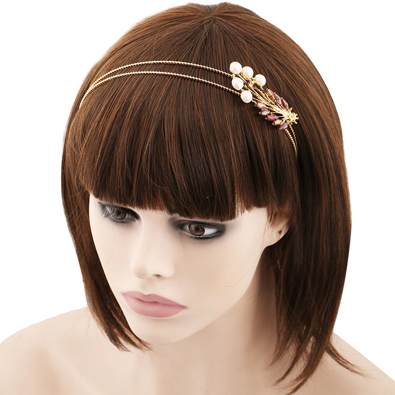 Модные Новый Hairband 6 цветов желтого золота Цвет с жемчугом кристалл аксессуар для